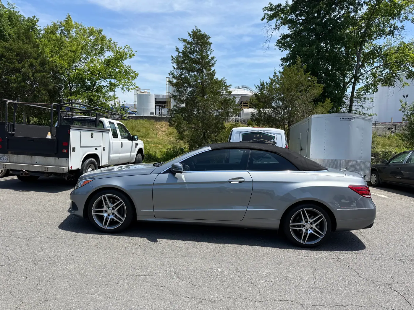 Silver convertible with tinted windows, photographed side-on: window tint by PRO Detailing, serving Chantilly, VA drivers.